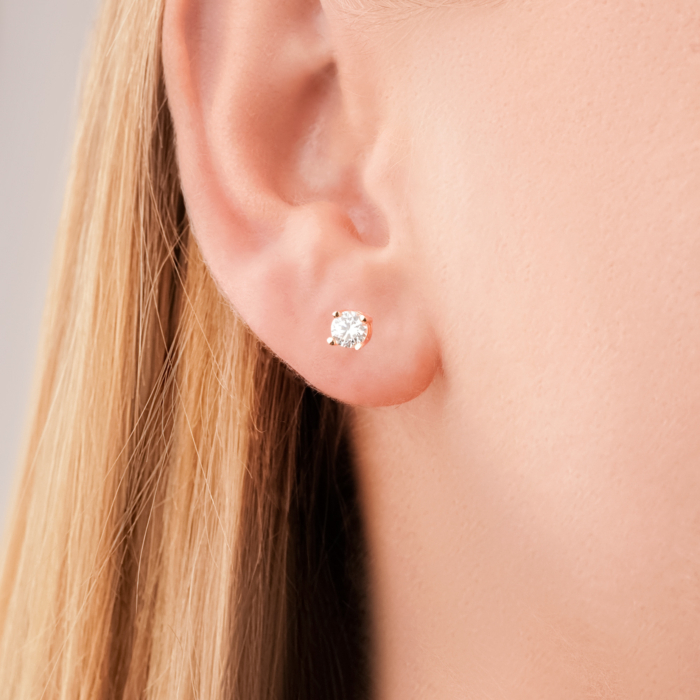 Золоті сережки-пусети з фіанітом Tesori 21038/01/0/4027