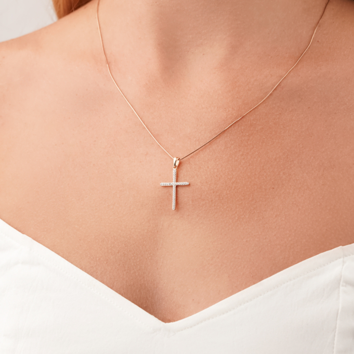 Золотий хрестик з фіанітами Tesori 31765/01/1/4232