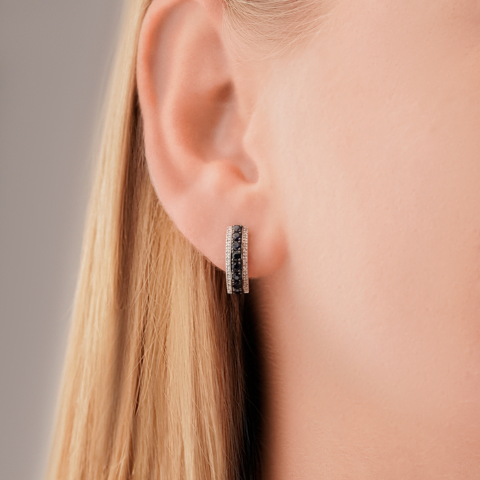 Золоті сережки з сапфірами та діамантами 52864/02/1/8120