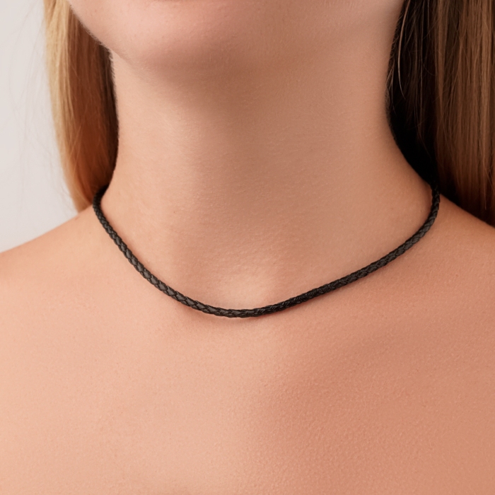 Шнурок ювелирный из красного золота с кожей 06108-1-1/01/0