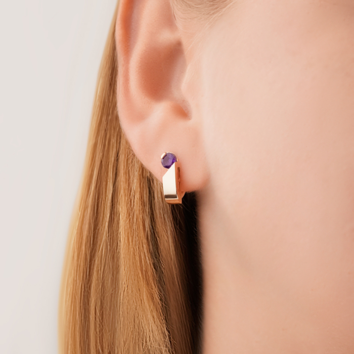 Золоті сережки з аметистом 540327/01/0/5789