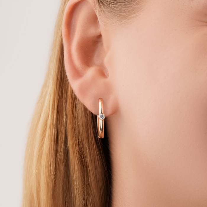 Золоті сережки-конго з фіанітом 23448/08/0/28