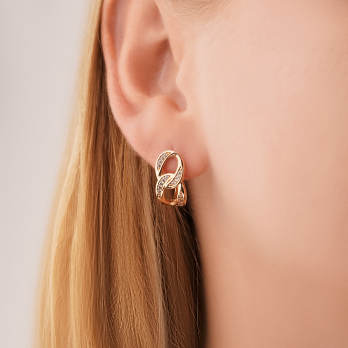 Золоті сережки з фіанітами P-EY03044-E/01/1