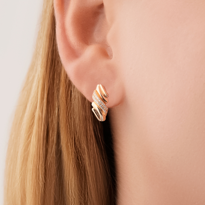 Золоті сережки з фіанітами G-2827-E/01/1