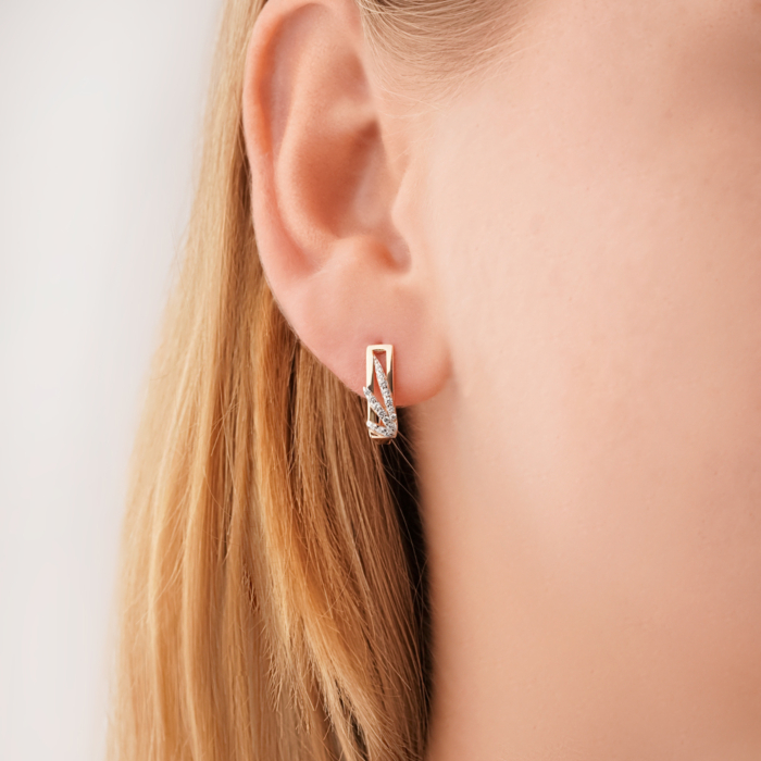 Золотые серьги с фианитами F-2708-E/01/1