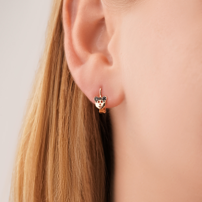 Золотые детские серьги «Микки» с фианитами С0575ч