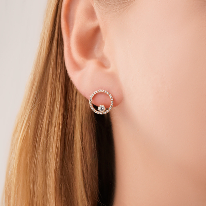 Золотые серьги с фианитами F-2816-E/01/1