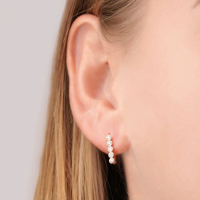 Золотые серьги-конго с фианитами P-730-E/01/1