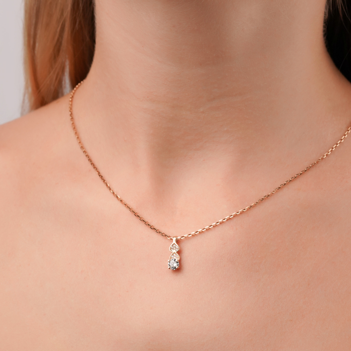 Золота підвіска з фіанітами P-1227-P/01/1