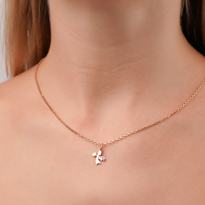 Золотая подвеска «Ангел» с фианитами F-1405-P/01/1