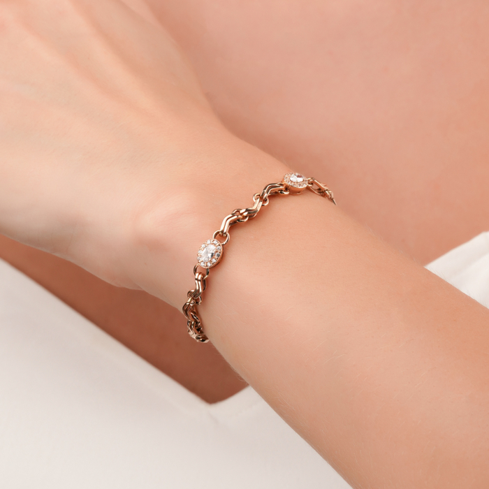 Золотий браслет з фіанітами. Артикул 07414