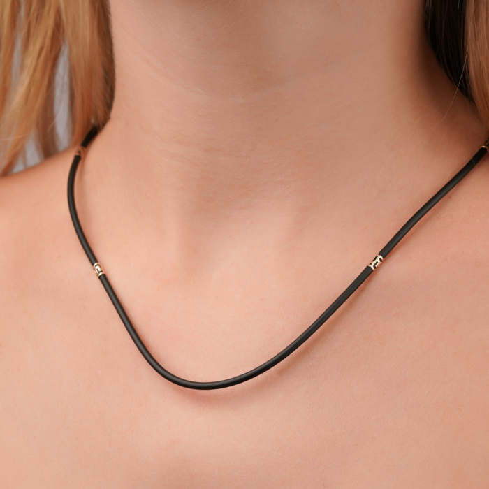 Шнурок ювелірний з червоного золота з каучуком 06106-54/01/0