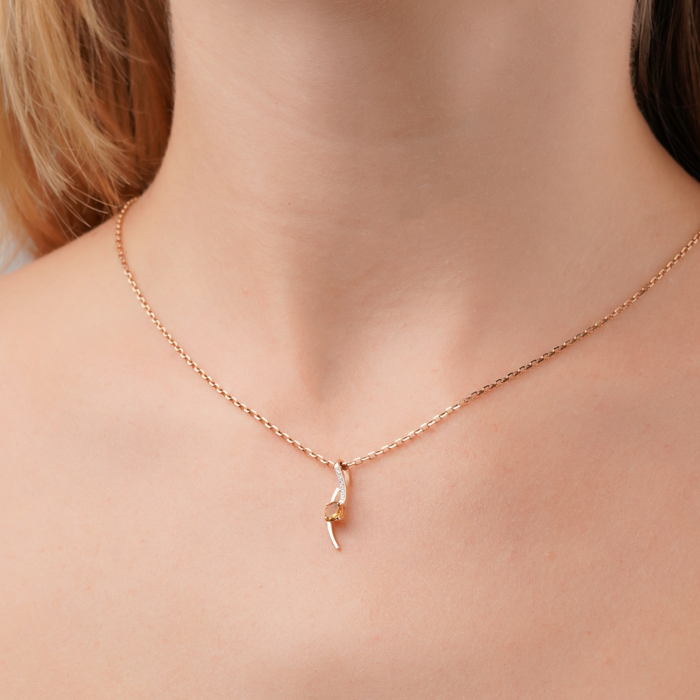 Підвіска з червоного золота з цитрином та фіанітами 550133/01/1/16251