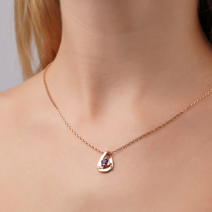 Золота підвіска з аметистом та фіанітами 550143/01/1/7324