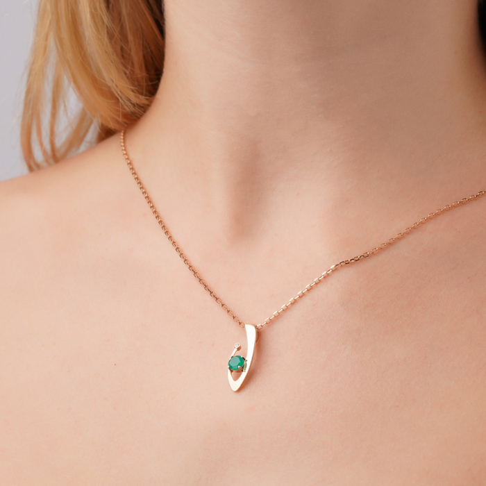 Золота підвіска з агатом та фіанітом 550137/01/1/16254