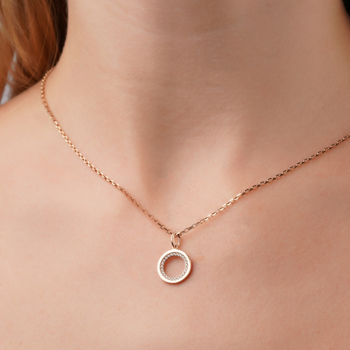 Золота підвіска з фіанітами F-1026-P/01/1