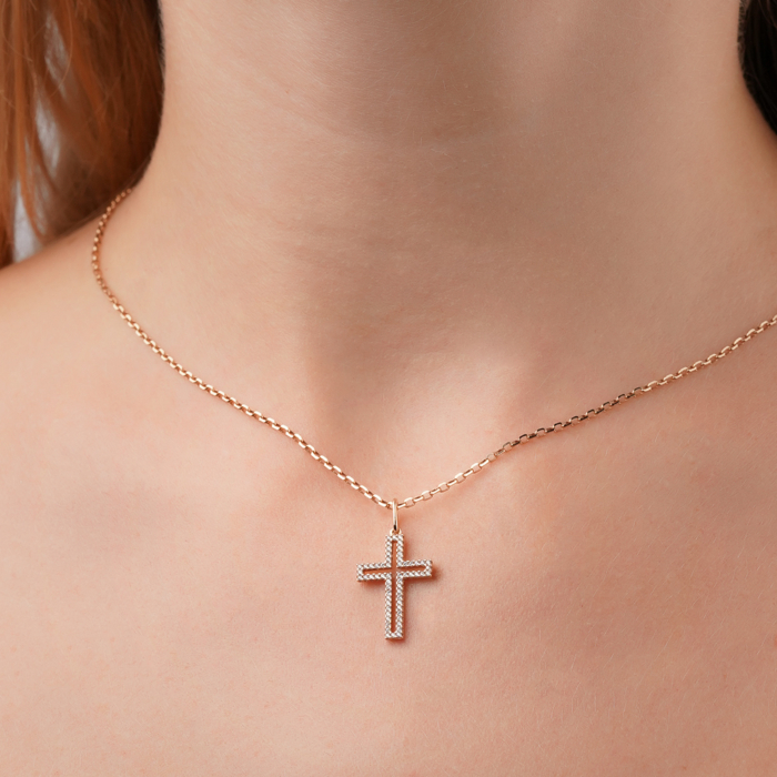 Золотий хрестик з фіанітами 3105733101