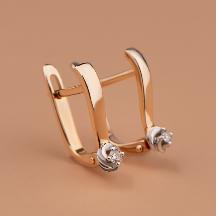 Золоті сережки з діамантом 807026/01/1/8581