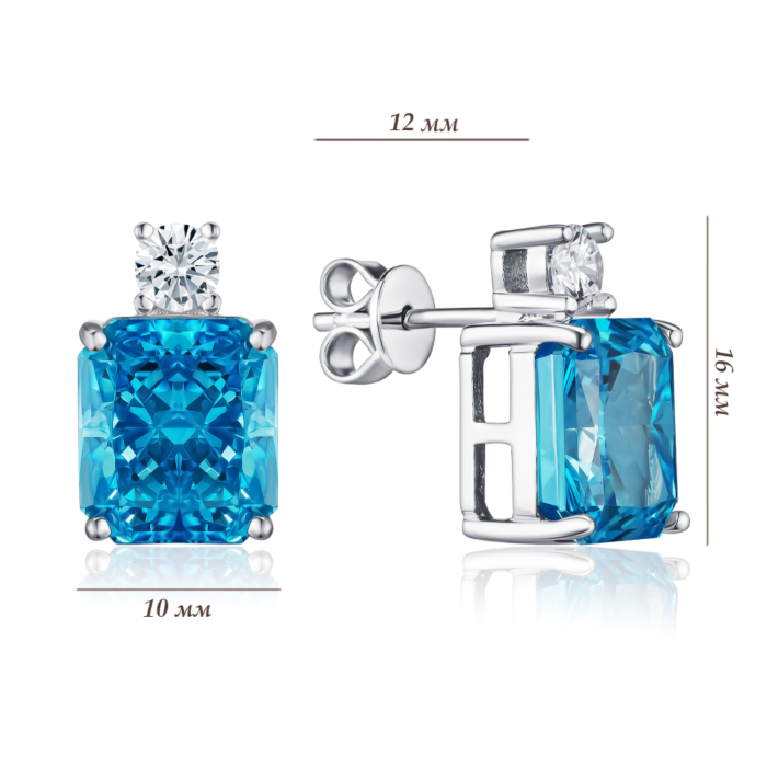 Срібні сережки з фіанітами. Артикул DY110061-S-W-BO-E/12/1505