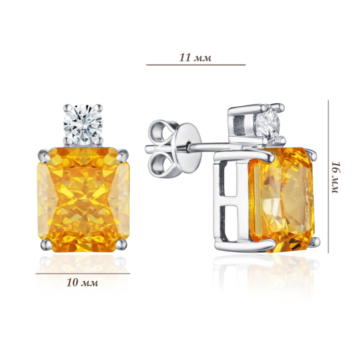 Срібні сережки з фіанітами. Артикул DY110061-S-W-HB-E/12/2954