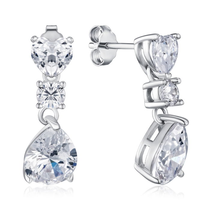Срібні сережки з фіанітами. Артикул DY110163-S-W-WH-E/12/1