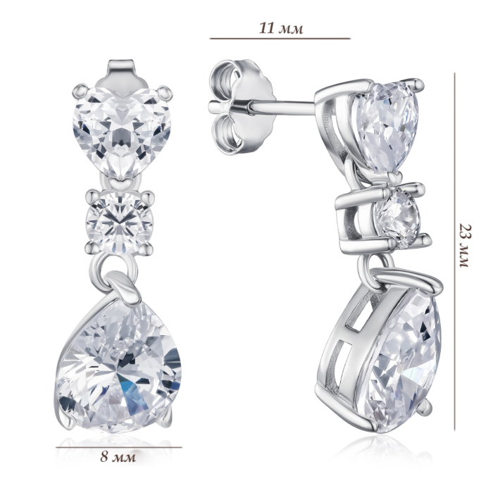 Срібні сережки з фіанітами. Артикул DY110163-S-W-WH-E/12/1