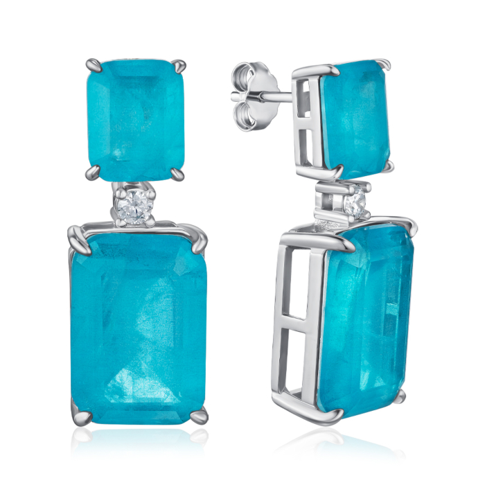 Срібні сережки з фіанітами. Артикул DY110164-S-W-PL-E/12/1505