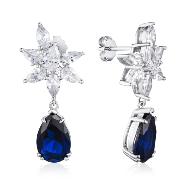 Срібні сережки з фіанітами. Артикул DY110166-S-W-BA-E/12/1511