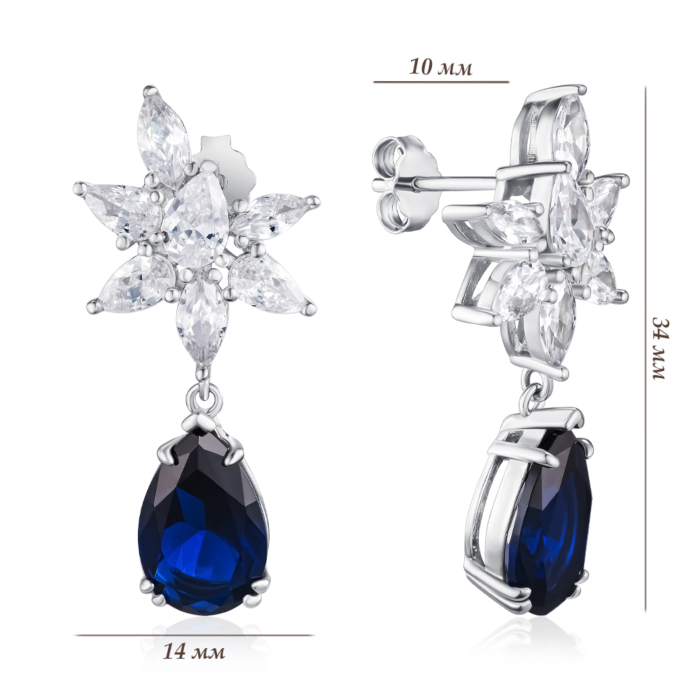 Срібні сережки з фіанітами. Артикул DY110166-S-W-BA-E/12/1511