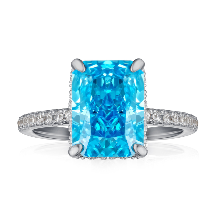 Срібна каблучка з фіанітами. Артикул DY120099-S-W-BU-R/12/1511