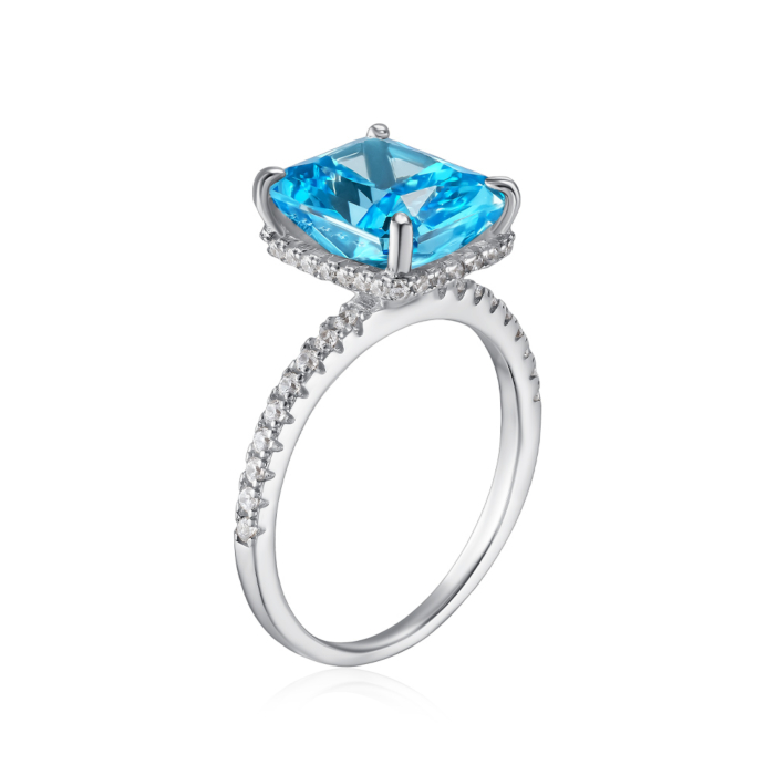 Срібна каблучка з фіанітами. Артикул DY120099-S-W-BU-R/12/1511