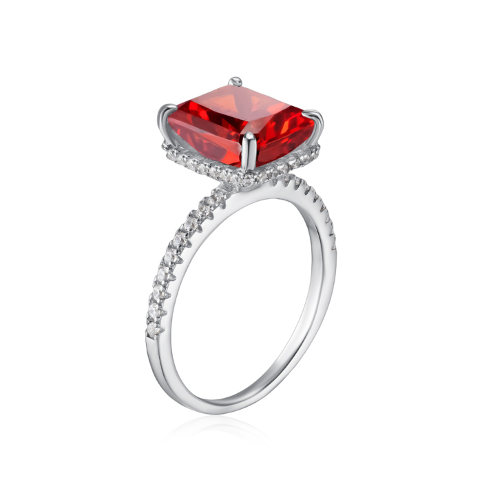 Срібна каблучка з фіанітами. Артикул DY120099-S-W-RD-R/12/1514