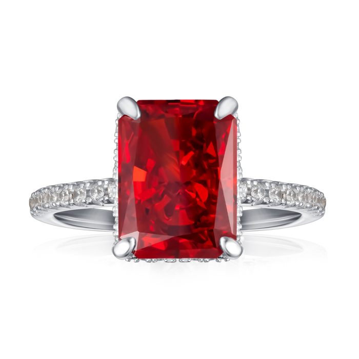 Срібна каблучка з фіанітами. Артикул DY120099-S-W-RD-R/12/1514