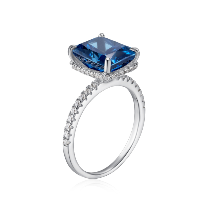 Срібна каблучка з фіанітами. Артикул DY120099-S-W-SL-R/12/1511