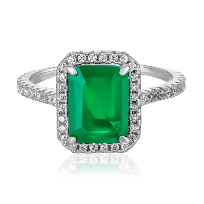 Кольцо из серебра с зеленым фианитом DY120223-S-W-GN-R/12/808