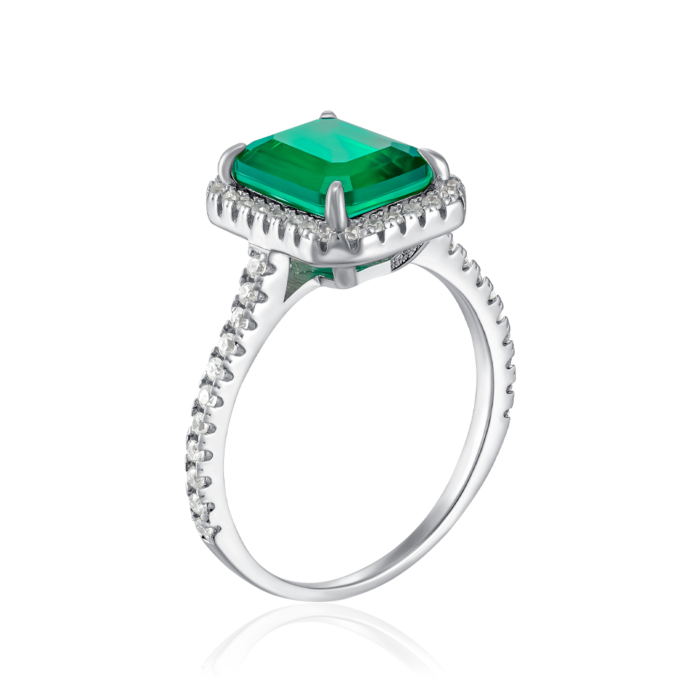 Кольцо из серебра с зеленым фианитом DY120223-S-W-GN-R/12/808