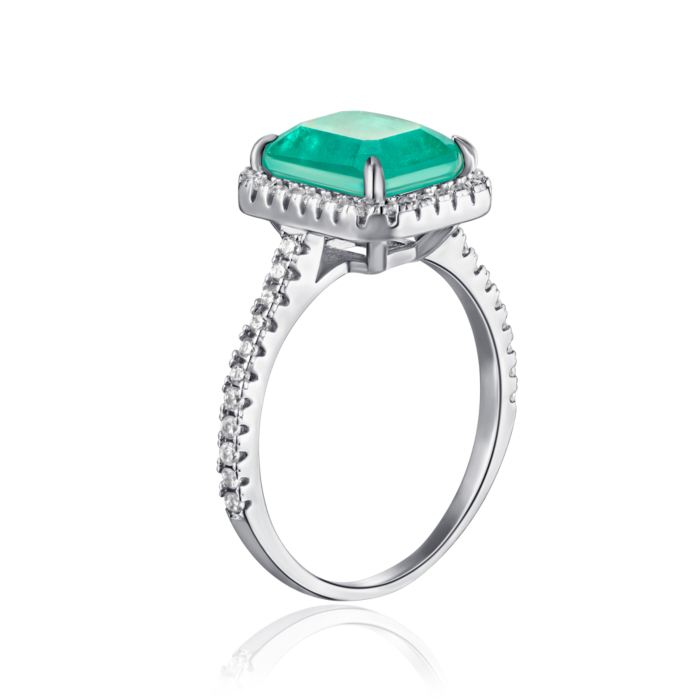 Срібна каблучка з фіанітами. Артикул DY120223-S-W-PL-R/12/808