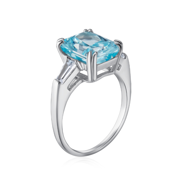 Срібна каблучка з фіанітами. Артикул DY120536-S-W-BA-R/12/1505