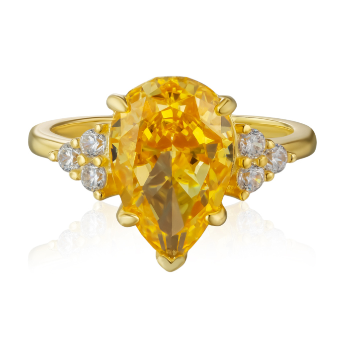 Срібна каблучка з фіанітами. Артикул DY120551-S-G-YE-R/20/2954