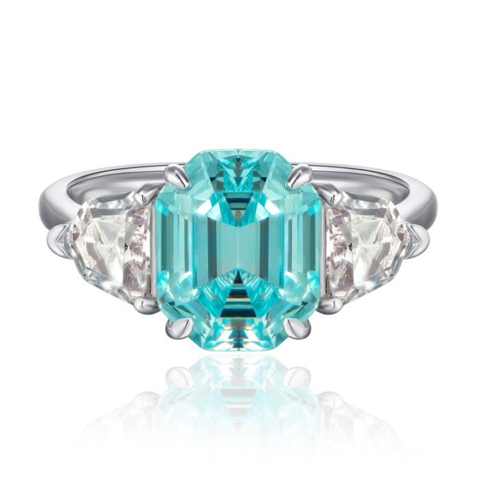 Срібна каблучка з фіанітами. Артикул DY120555-S-W-LB-R/12/1505