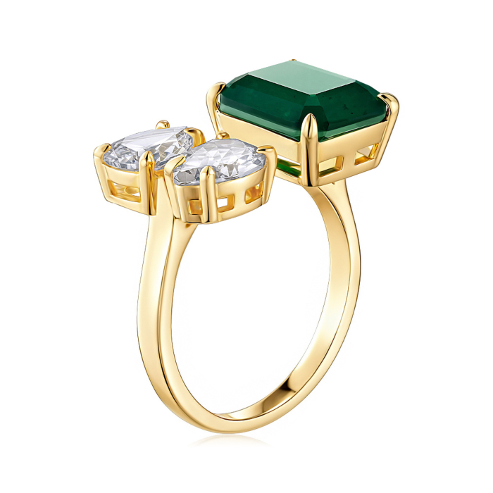 Срібна каблучка з фіанітами. Артикул DY120607-S-G-WG-R/20/808