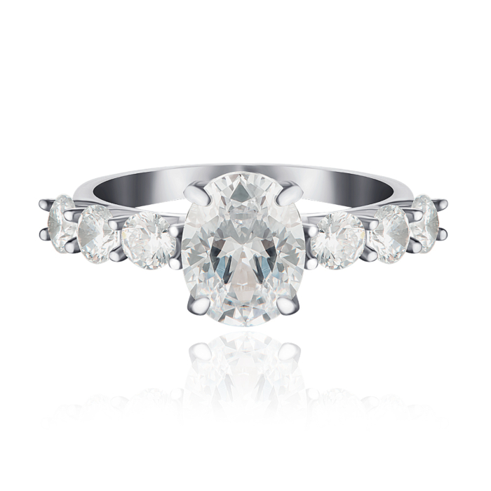 Серебряное кольцо с фианитами. Артикул DY120634-S-W-WH-R/12/1