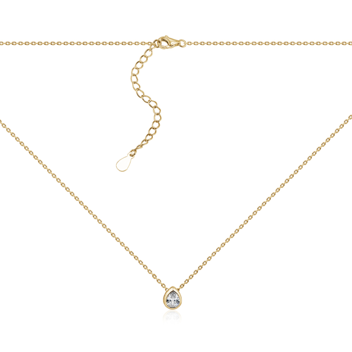 Серебряное кольє. Артикул DY190104-S-G-WH-K/20/1