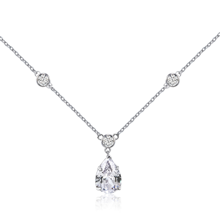 Срібне кольє з фіанітами DY190431-S-W-WH-K/12/1