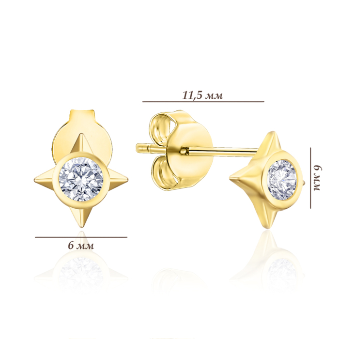 Серебряные серьги с фианитом DY1D0024-S-G-WH-E/20/1