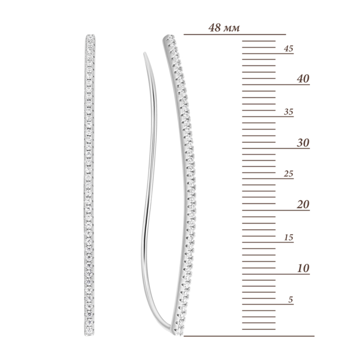Срібні сережки-кафи з фіанітами. Артикул UG5E25902