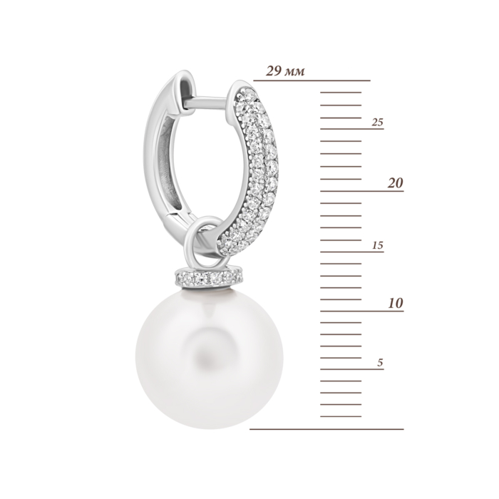 Серебряные серьги с жемчугом и фианитами. Артикул UG5E37082-W
