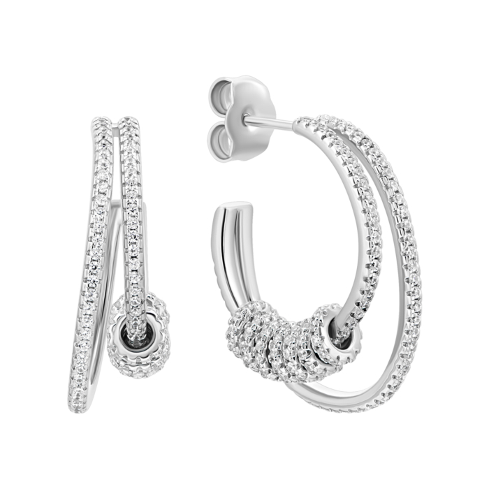 Серебряные пуссеты с фианитами. Артикул UG5E37603