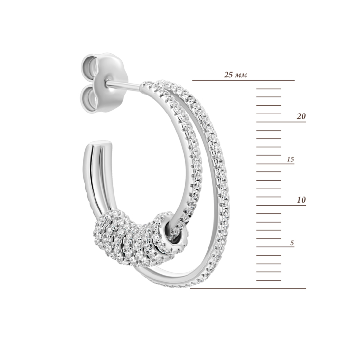 Серебряные пуссеты с фианитами. Артикул UG5E37603