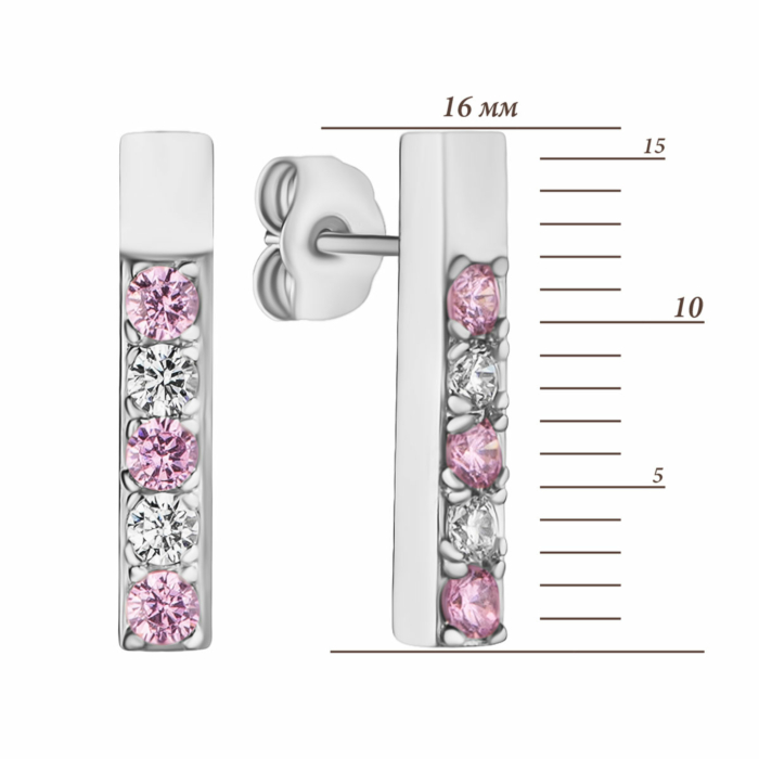 Срібні пусети з фіанітами. Артикул UG5E37614 роз